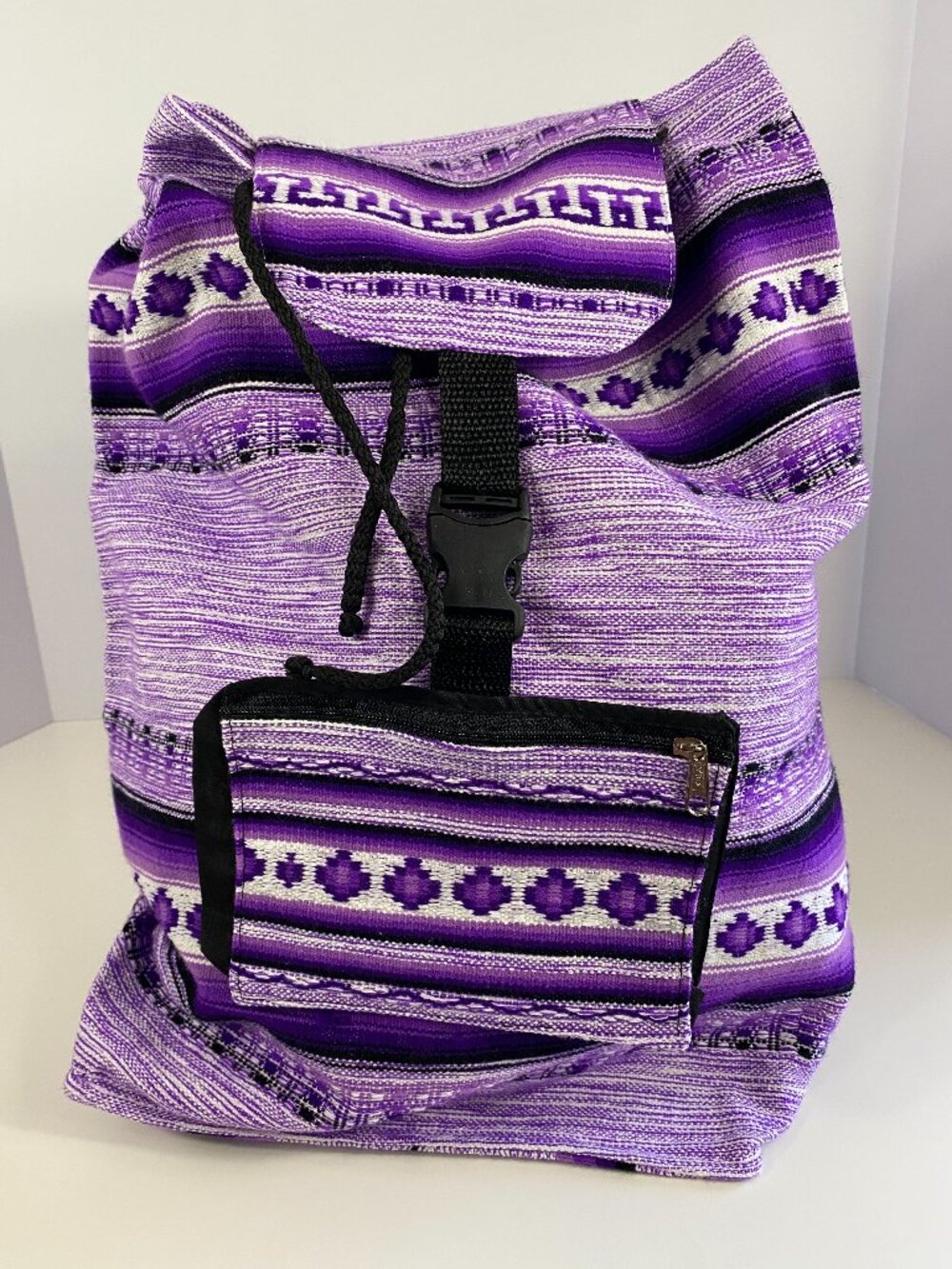 Indigenous Pattern Purple Woven Print Back Pack
